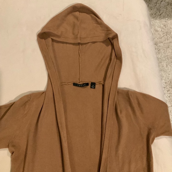 Cyrus Tan M open front hooded cardigan w/ front pockets Classic Minimalist - Picture 4 of 7